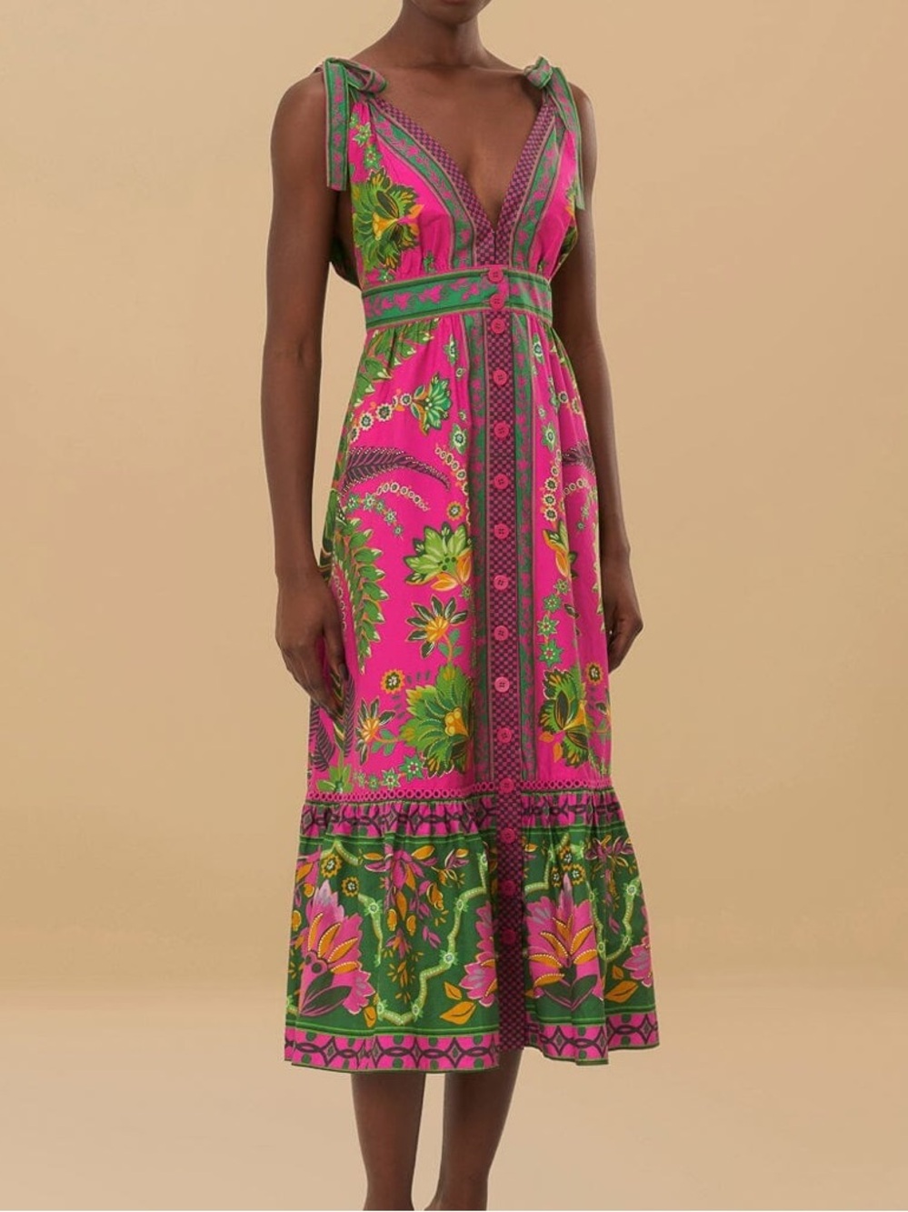 Farm Rio Ana Tapestry Pink Midi Dress